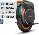 Einräder Inmotion V12 Pro, Erwachsene, Schwarz, 2800-W-Motor, Reichweite bis zu 150 km, begrenzte Geschwindigkeit 25 km/h, 16-Zoll-Luftreifen, Touchscreen, Lautsprecher
