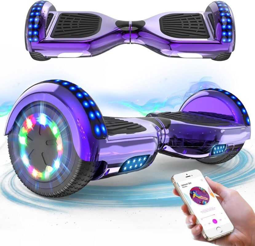 RCB Hoverboards 6.5 Inch Skateboard Children and Teenagers Hoverboards with Bluetooth - LED Light Segway with Powerful Motor Gift for Children