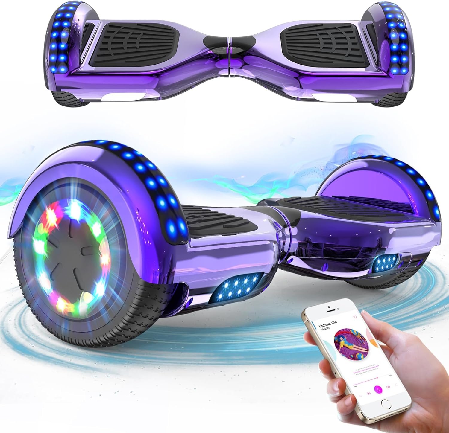 712S0rl1K8L._AC_SL1500 RCB Hoverboards 6.5 Inch Skateboard Children and Teenagers Hoverboards with Bluetooth - LED Light Segway with Powerful Motor Gift for Children