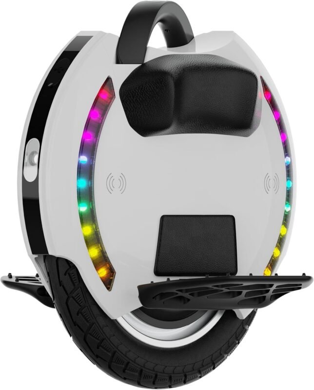 KINGSONG Elektrisches Einrad KS-14M, Erwachsener, Weiß, 800-W-Motor, Reichweite bis zu 15 km, begrenzt auf 20 km/h, aufblasbarer 14-Zoll-Reifen, Lautsprecher und Bluetooth