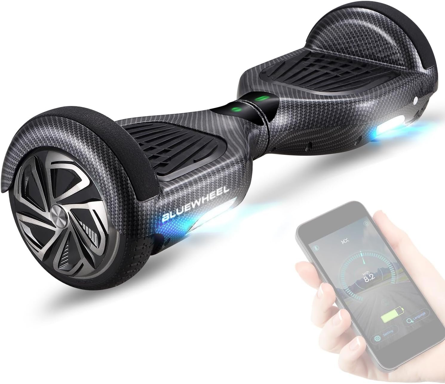 71Egm37fboL._AC_SL1500 Bluewheel HX310s 6.5 Inch Premium Hoverboard - Electric Board with LED, Bluetooth Speaker, Strong Dual Motor, HX Hoverboard App Compatible, Ideal for Children and Adults, German Quality Brand