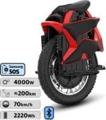 KINGSONG Elektrisch Einrad S22 Pro + 2220Wh, Motor 4000W, Reichweite bis zu 200 km, Begrenzte Geschwindigkeit 25km/h, Reifen 20", Bluetooth, Anwendung mobil, LED-Beleuchtung