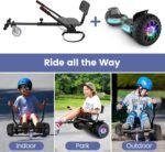 Hoverboard with Seat Attachment, 8.5 Inch Self Balancing Scooters Go Kart with Bluetooth and LED Lights, Gun + Black