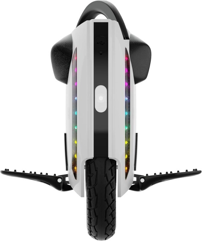 KINGSONG Elektrisches Einrad KS-14M, Erwachsener, Weiß, 800-W-Motor, Reichweite bis zu 15 km, begrenzt auf 20 km/h, aufblasbarer 14-Zoll-Reifen, Lautsprecher und Bluetooth