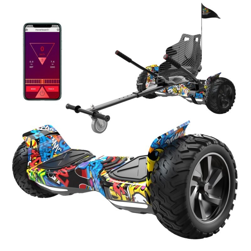 RCB Hoverboards SUV with Seat Hoverboards Off-Road, App-Enabled Bluetooth Hoverboards, 8.5 Inch Hummer + Hoverkart Go Kart for Self Balancing Hoverboards, Gift for Children