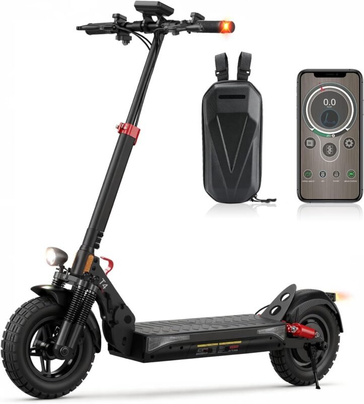 E-Scooter with Road Legal with Max 70 km Range, 10 Inch Offroad Pneumatic Tyres, Electric Scooter with Six Comfortable Shock Absorbers, Foldable E Scooter, Offroad Load up to 150 kg, App Lock Vehicle