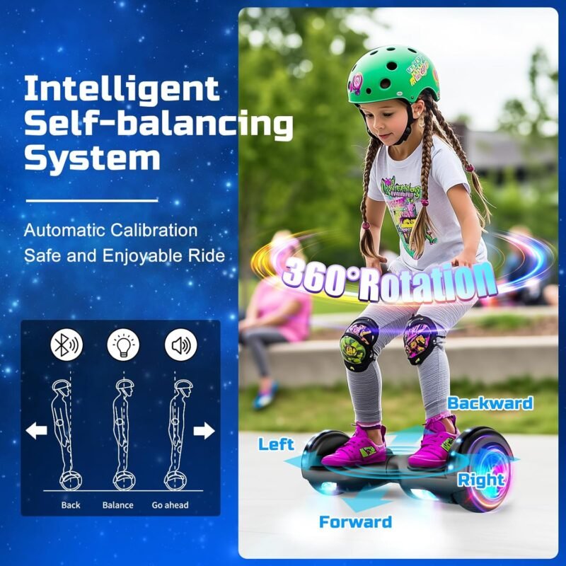 SISIGAD Hoverboard 6.5 Inch Overboard Floating Board with LED/Bluetooth, Skateboard Hoverboard, Gift for Children