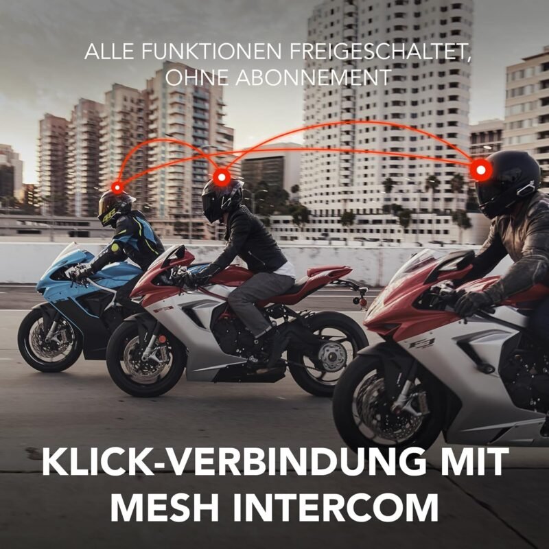 Sena 50R Motorrad Bluetooth Kommunikationssystem mit 3-Tasten Bedieneinheit und Sound by Harman Kardon, integriertem Mesh Intercom System und Premium Mikrofon & Lautsprechern