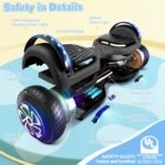 Hoverboard with Seat Attachment Combo, 6.5 Inch Self Balancing Hover Board with Bluetooth Speaker and LED Lights for Children Girls Boys (including Go Kart)