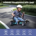 Hoverboard with Seat Attachment, 8.5 Inch Self Balancing Scooters Go Kart with Bluetooth and LED Lights, Gun + Black